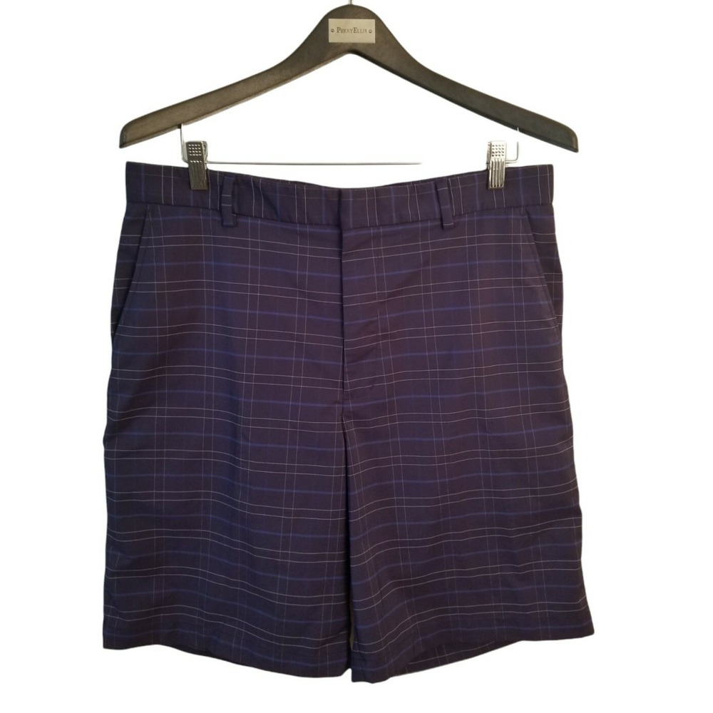 Walter Hagen Adult Blue Flat Front Polyester Golf Shorts Men's Size W34 inseam 9